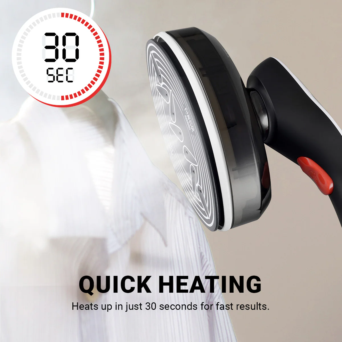 Kleva® 2-in-1 SteamPress Handheld 1500W Clothes Steamer & Garment Iron + Bonus Travel Bag - Image 3