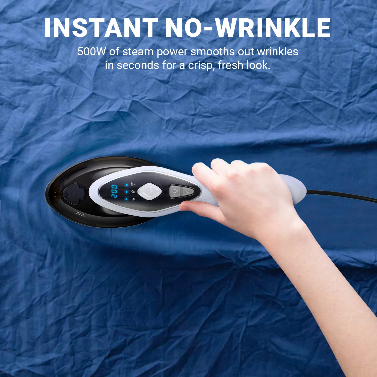 Kleva® 2-in-1 SteamPress Handheld 1500W Clothes Steamer & Garment Iron + Bonus Travel Bag - Image 7