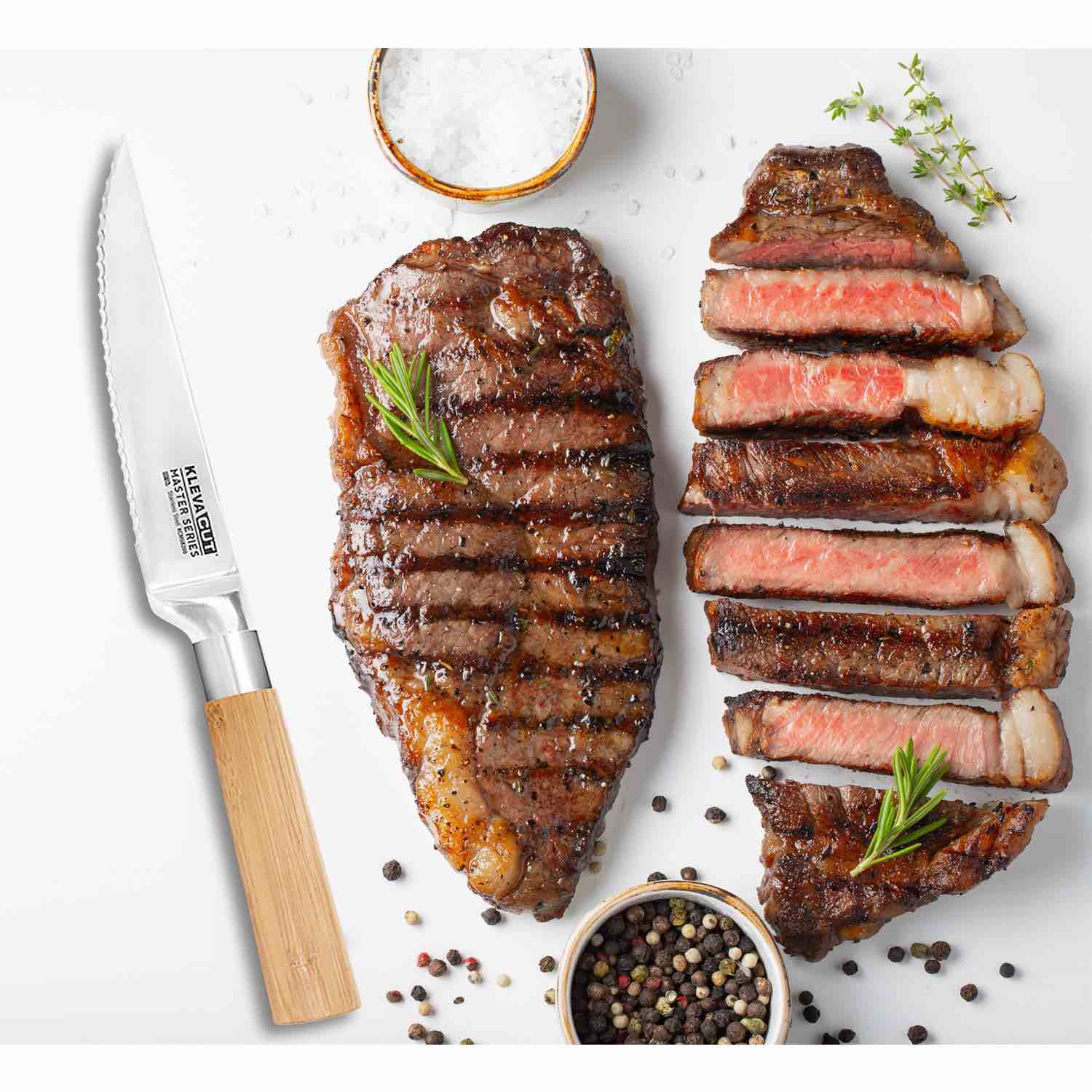 KlevaCut® Master Series 4 Piece Bamboo Steak Knives Set! - Image 3