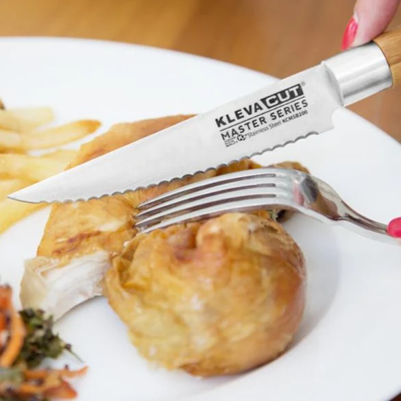 KlevaCut® Master Series 4 Piece Bamboo Steak Knives Set! - Image 4