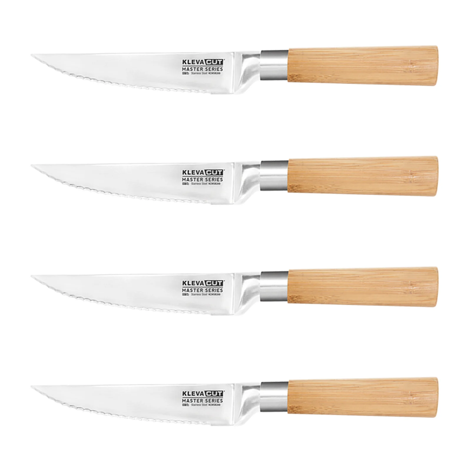 KlevaCut® Master Series 4 Piece Bamboo Steak Knives Set! - Image 5