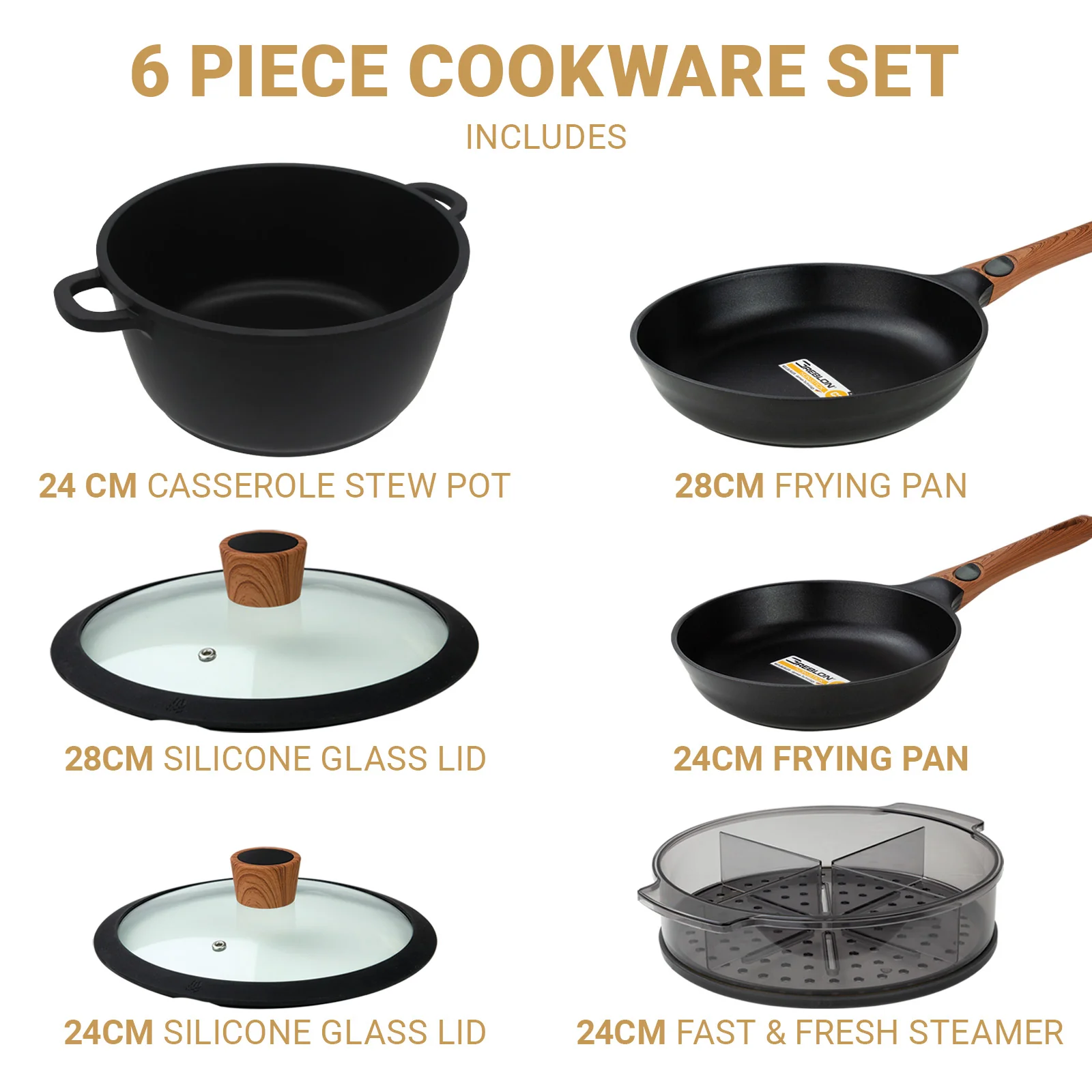 Diamond Earth® StackSmart with Detachable Handles 6pc Cookware Set - Buy one GET ONE FREE! - Image 11