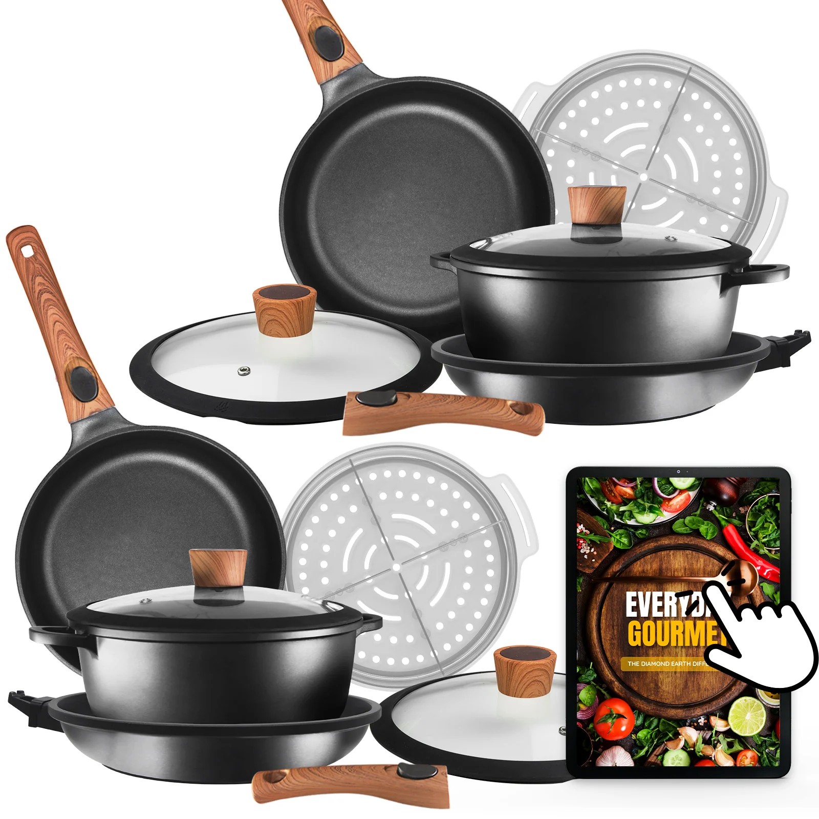 Diamond Earth® StackSmart with Detachable Handles 6pc Cookware Set - Buy one GET ONE FREE! - Image 12