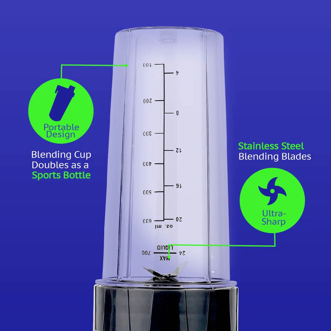 Health Hurricane GO™ Personal Blender with 700ml Bottle - Blend & Go Smoothies Anywhere - Image 6