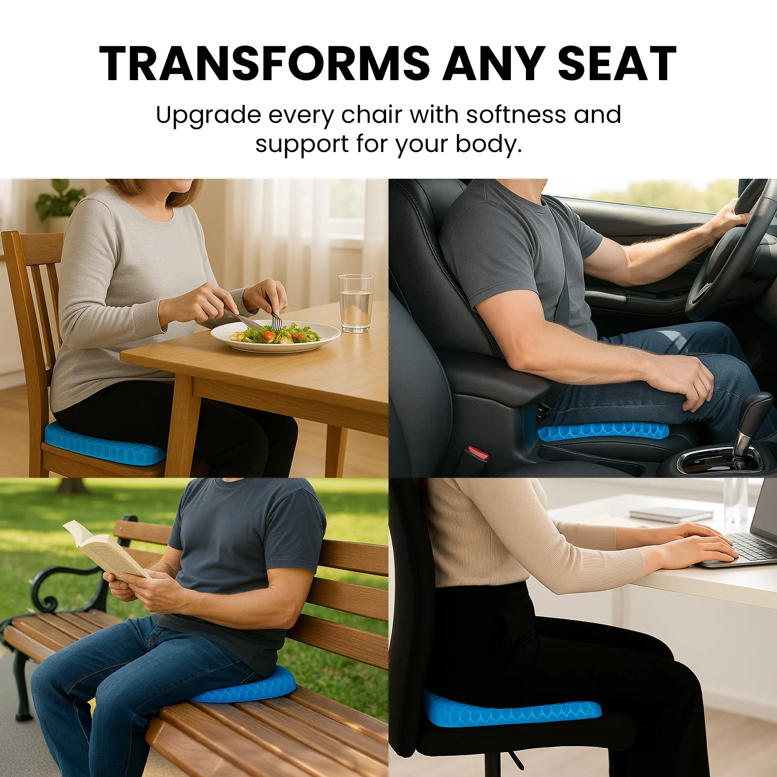 KLEVA® Easy Seat - Comfortable & Supportive Soft Cooling Gel Cushion Sitter - Image 5