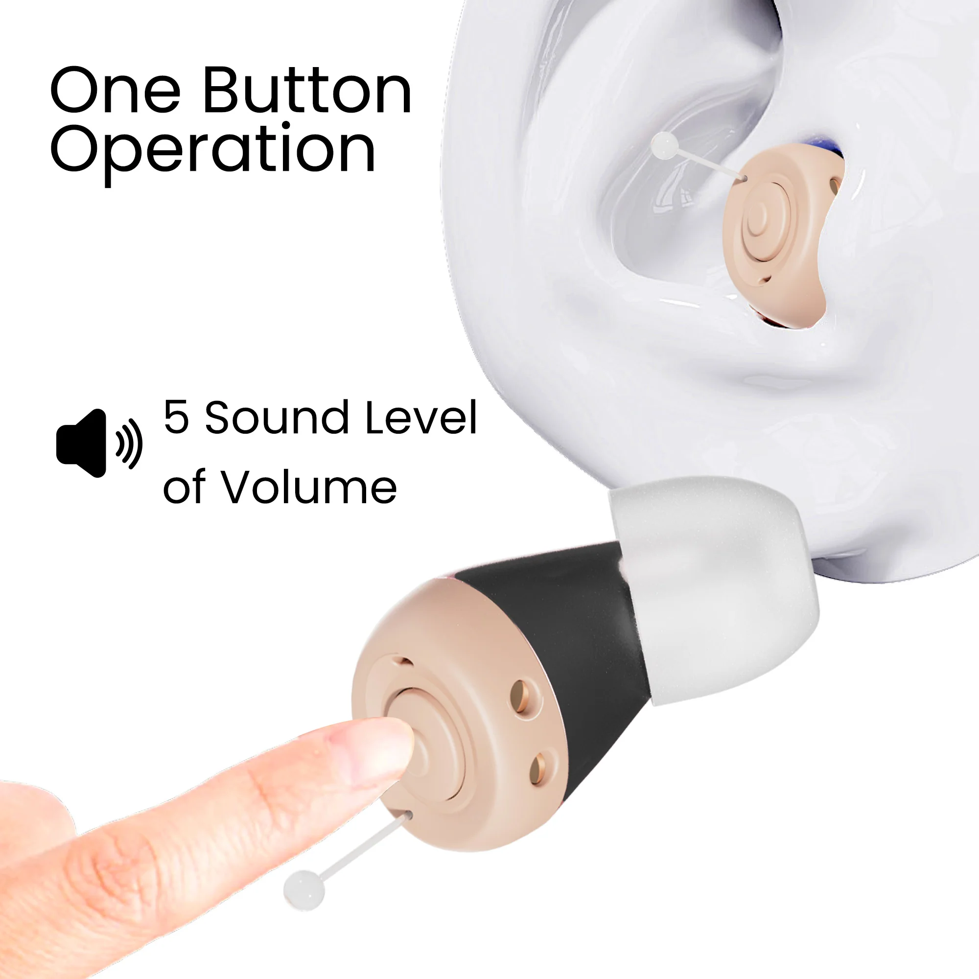 Kleva HearClear Mini Rechargeable Hearing Amplifier - 14hr Battery | Smart Noise Reduction | Free Zoom Vision - Image 3
