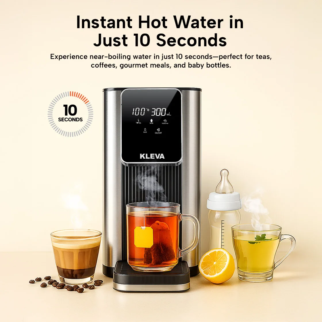 Kleva® Instant Hot Water Dispenser Deluxe with Smart Touch Temp & Volume Control - Image 3
