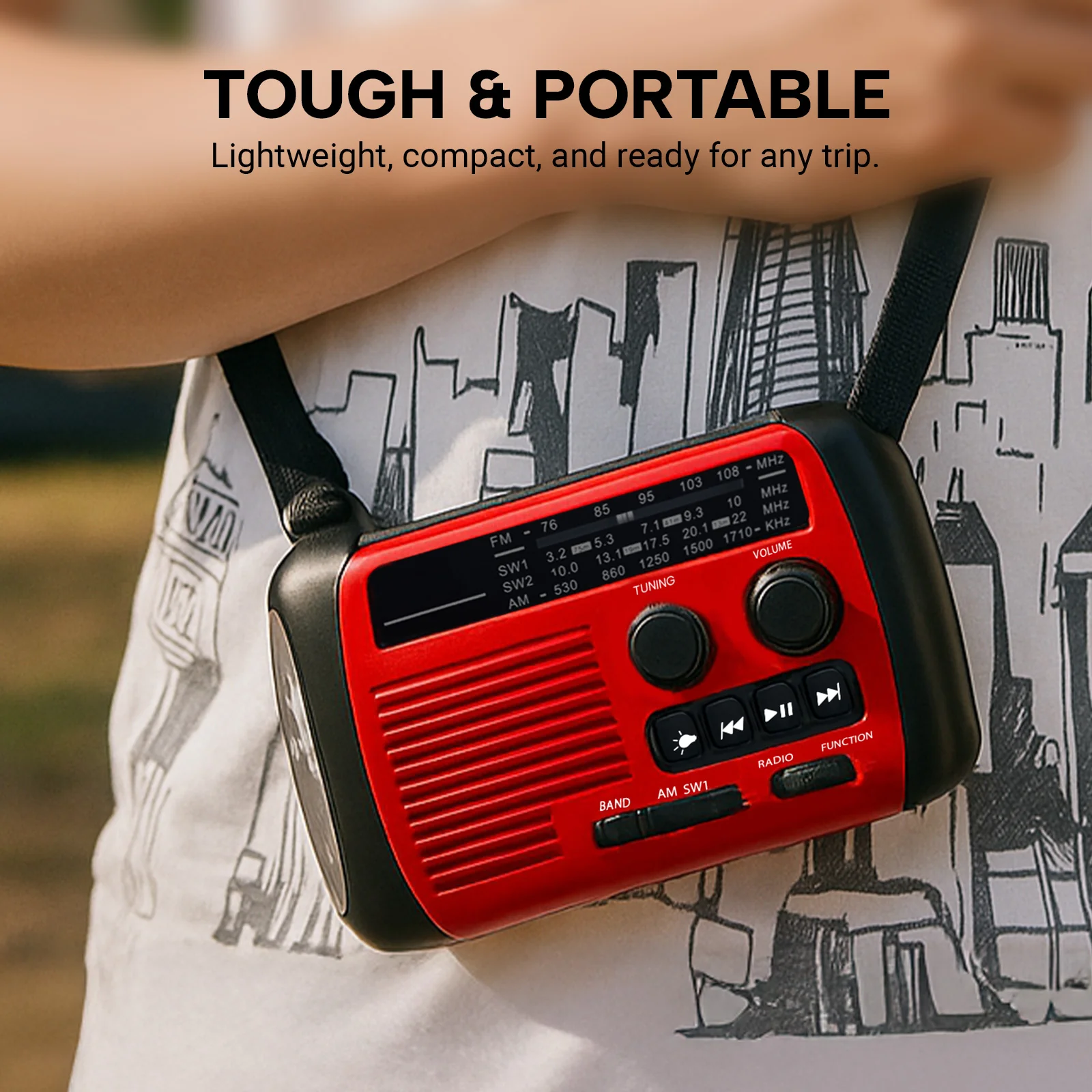KLEVA® All-in-1 Survival Radio – Solar & Hand-Crank Powered FM/AM Radio and SOS + LED Light - Image 8