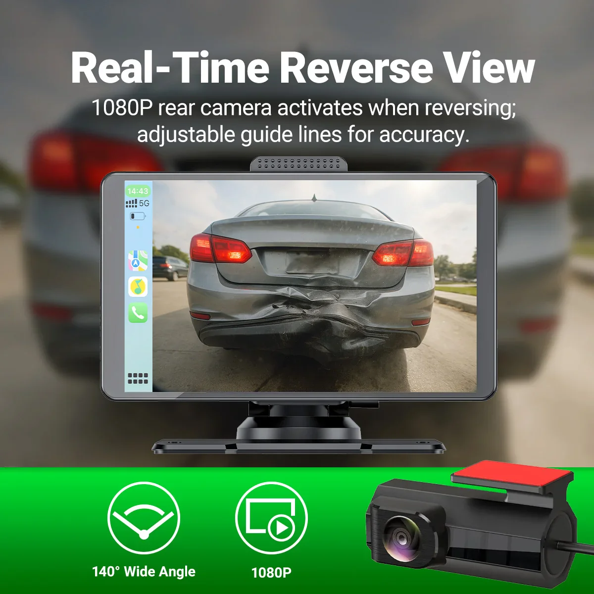 Kleva 7" Smartplay Front & Rear Dash Cam HD Universal Touchscreen - Apple CarPlay Android Auto Wireless - Image 6