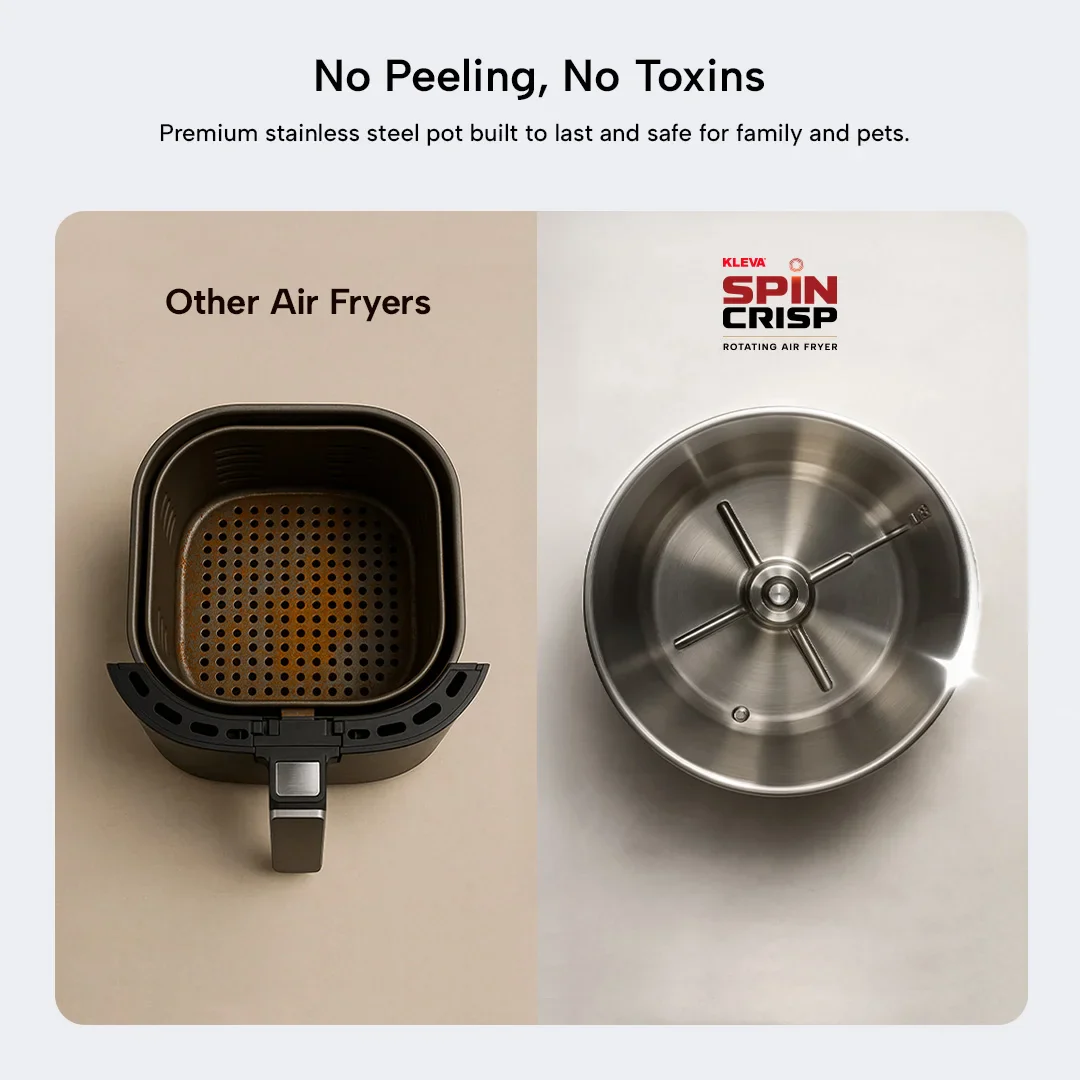 Kleva® Spin Crisp Rotating Digital Air Fryer 6L - 360° Auto Rotating Cooking - Image 3