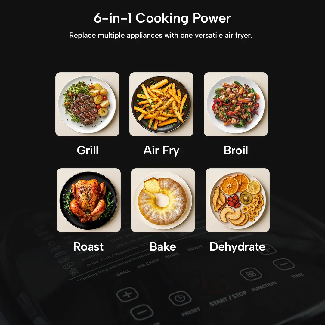 Kleva® Spin Crisp Rotating Digital Air Fryer 6L - 360° Auto Rotating Cooking - Image 8