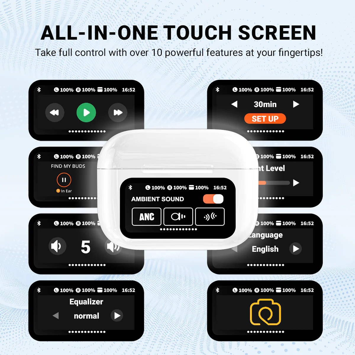 Kleva True Wireless Noise Cancelling AudioPods Pro with Touch Screen & Charging Case - Image 10