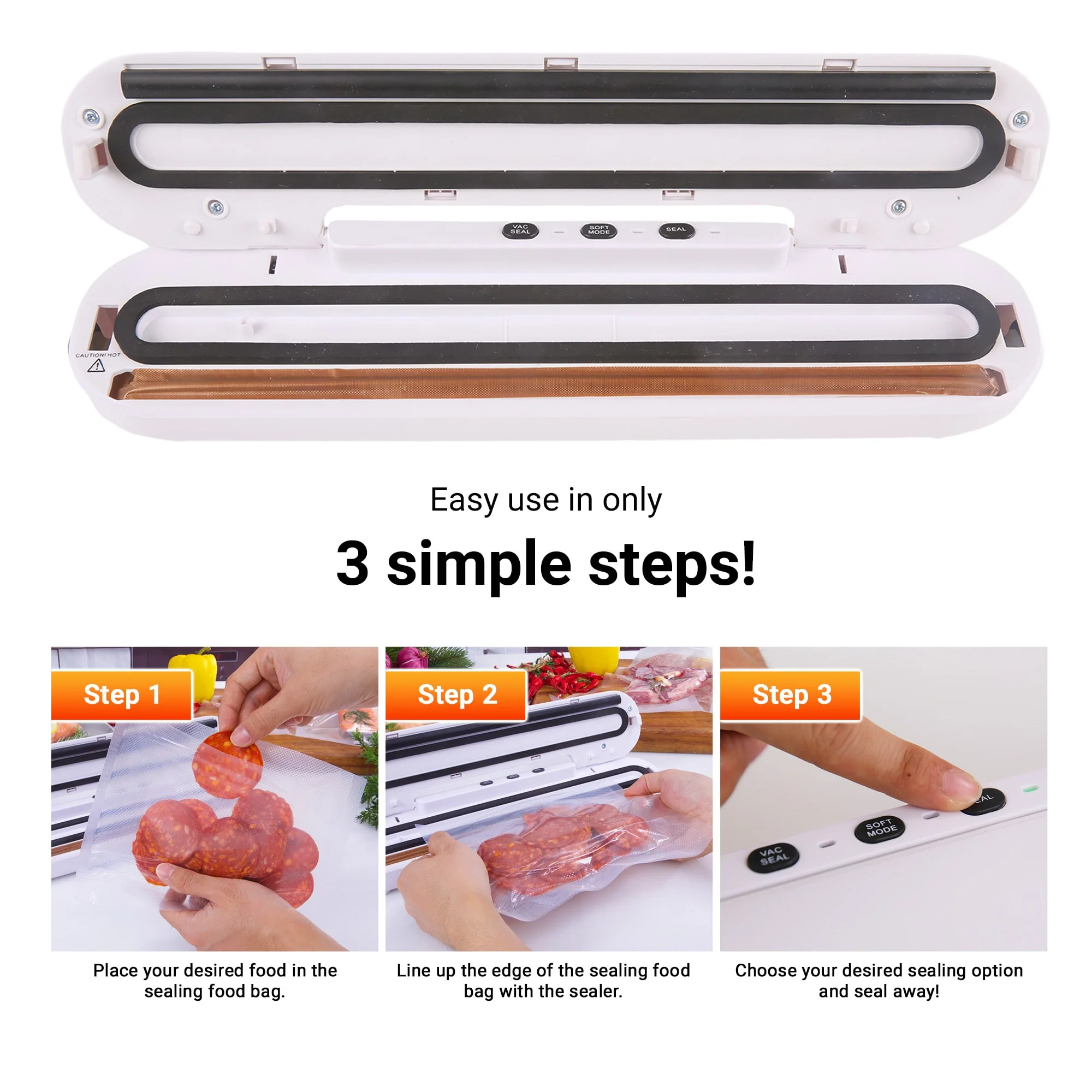 Kleva® Vac Seal & Save Food Saver Vacuum Sealer + FREE Sealer Bags Rolls - Image 5