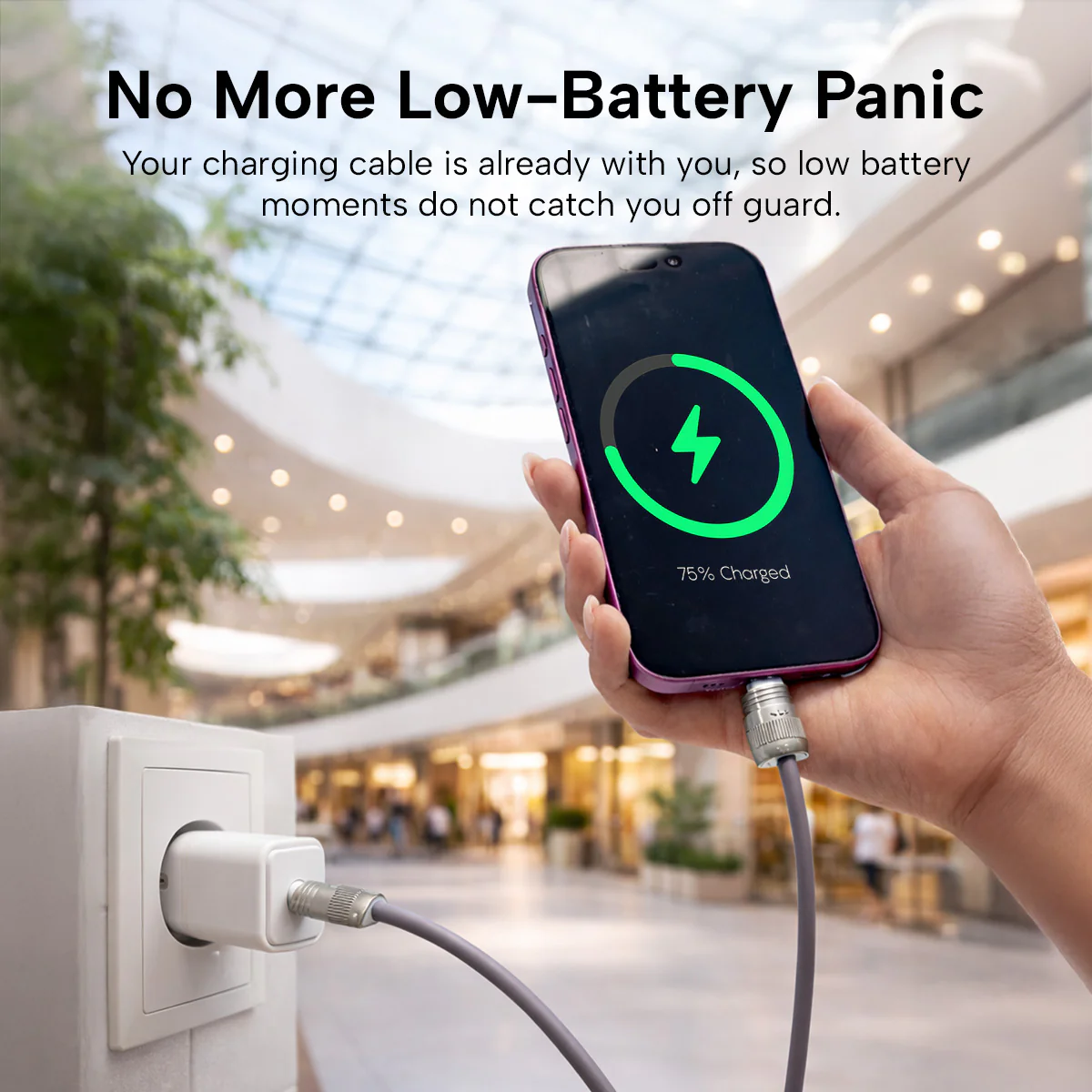 KLEVA® Charge & Go Lanyard | Wearable Phone Charging Cable On the Go for iPhone, Android & USB-C Devices - Image 3