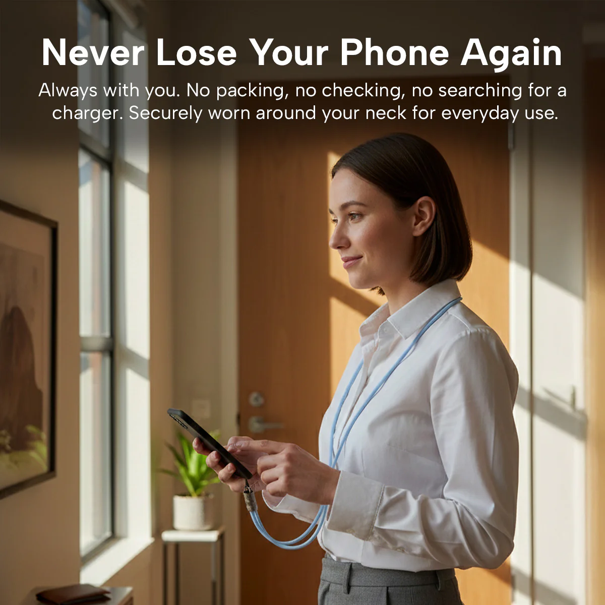 KLEVA® Charge & Go Lanyard | Wearable Phone Charging Cable On the Go for iPhone, Android & USB-C Devices - Image 7