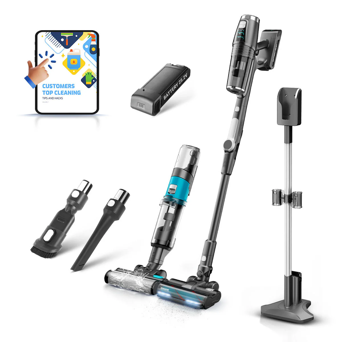 KRAPOF® Wet & Dry 2-in-1 Cordless Stick Vacuum and Smart Mop Floor Cleaner - Image 7