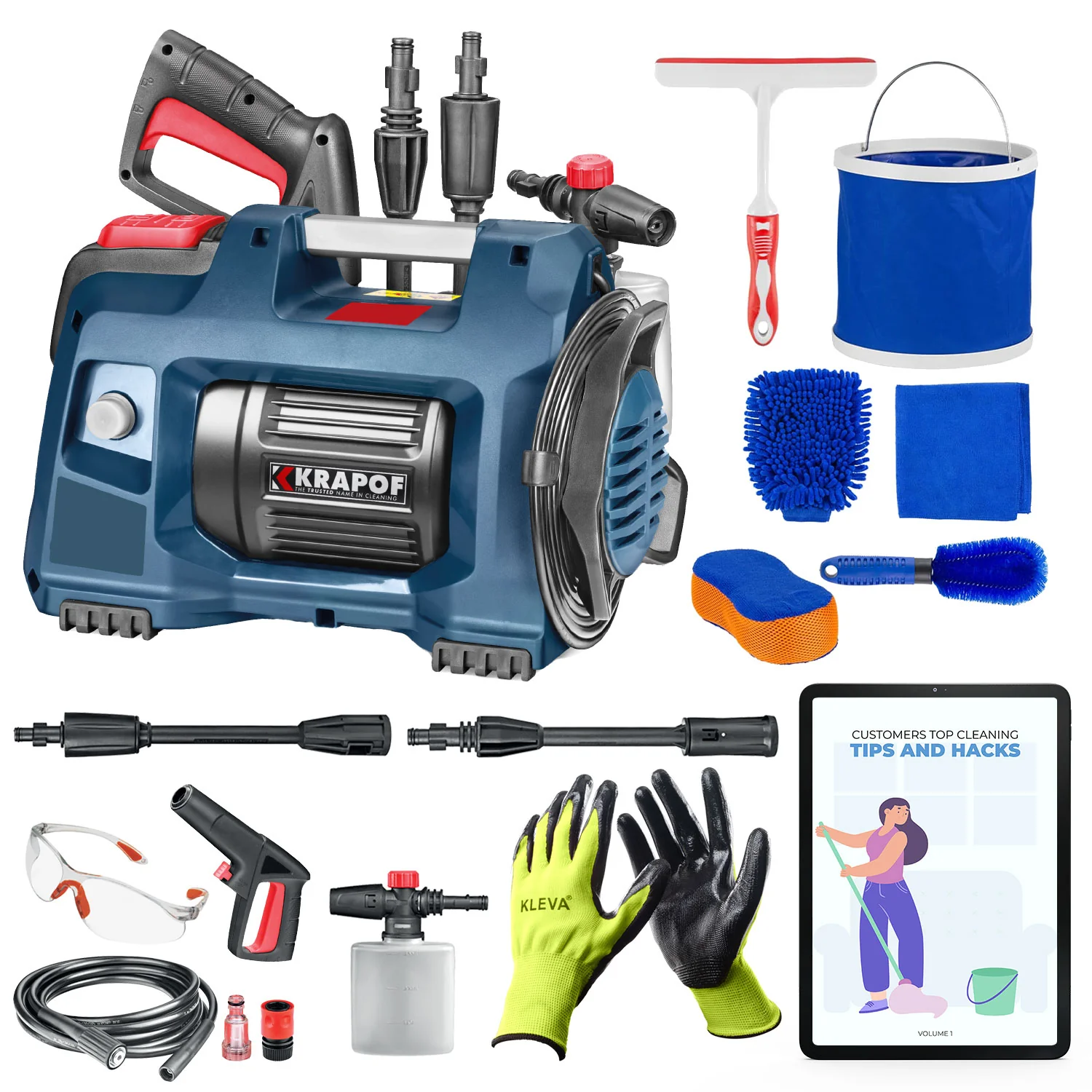 KRAPOF® Compact Electric Pressure Washer + Car Cleaning 6pc Kit + FREE E-Book - Image 15