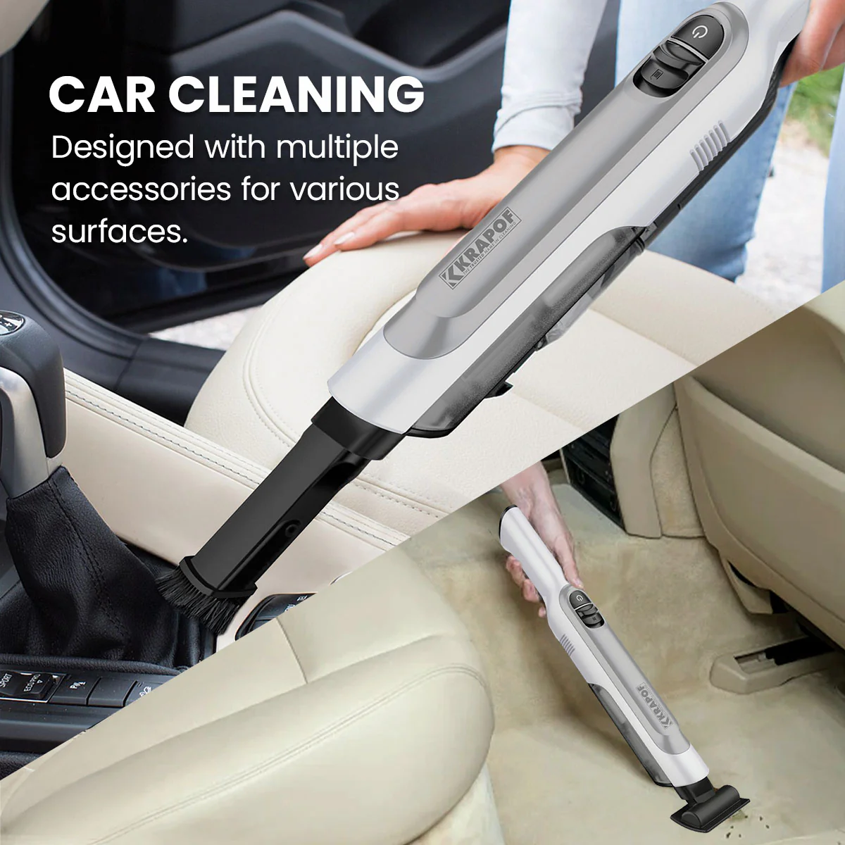 KRAPOF® Portable Mini Plus Handy Cordless Car Vacuum Cleaner - Image 3