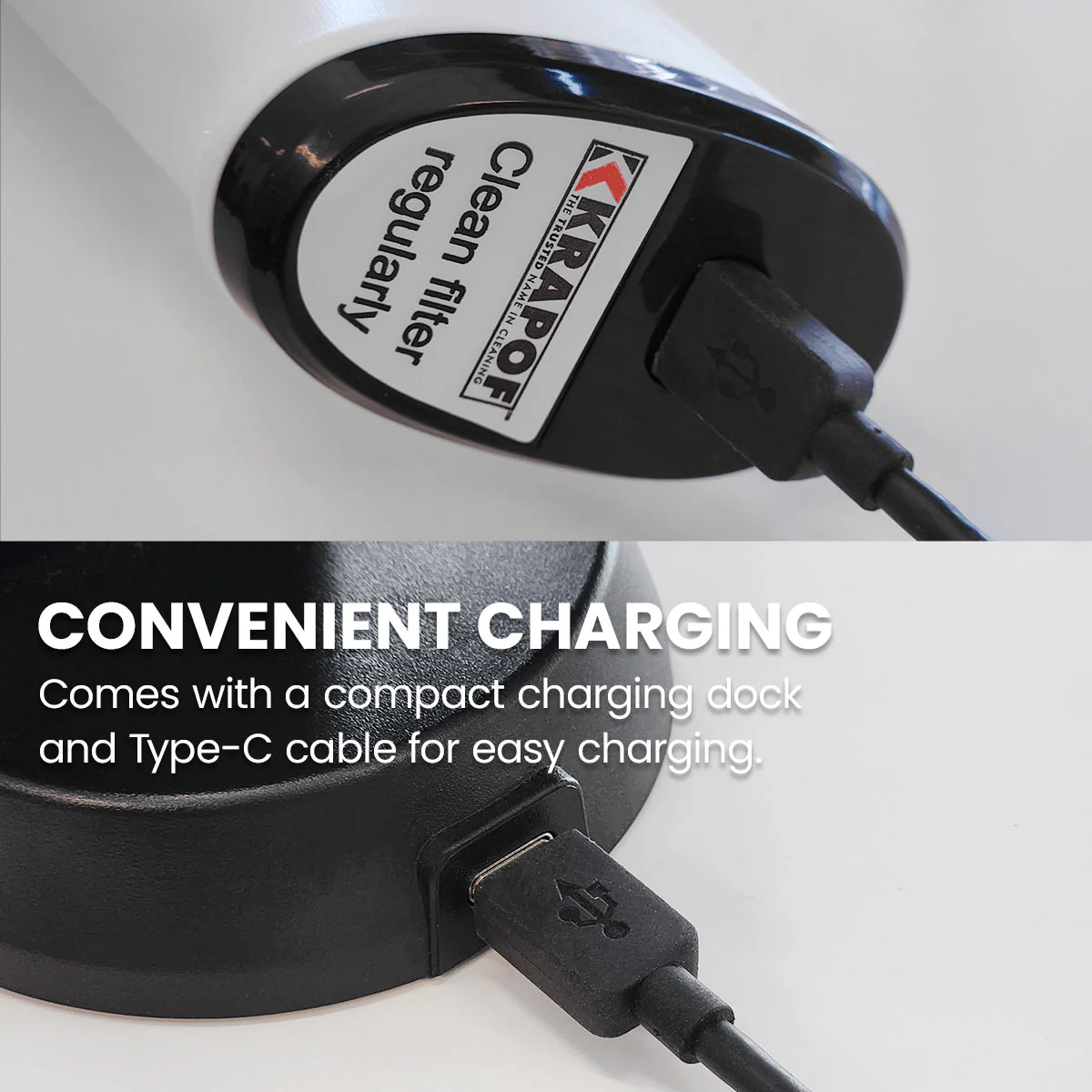 KRAPOF® Portable Mini Plus Handy Cordless Car Vacuum Cleaner - Image 5