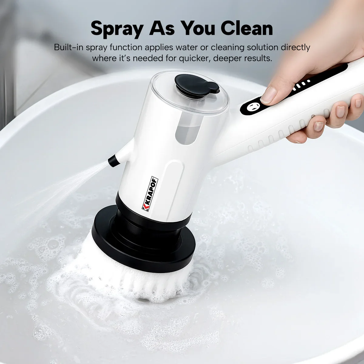 KRAPOF® Electric Cordless Tough Scrub Excel Pro with 7 Replaceable Cleaning Heads - Image 3