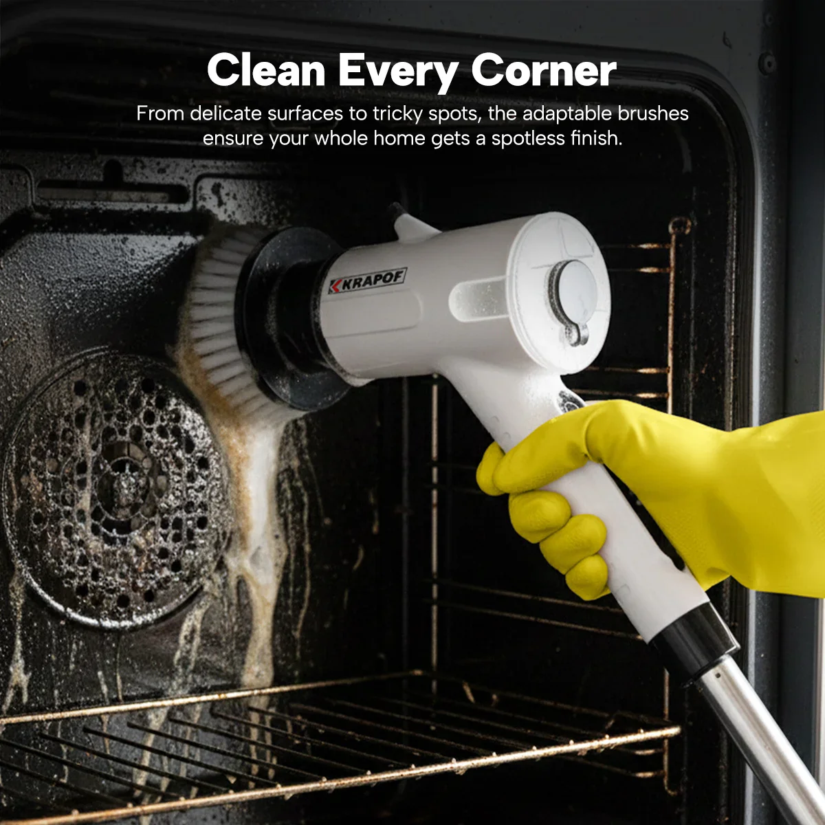 KRAPOF® Electric Cordless Tough Scrub Excel Pro with 7 Replaceable Cleaning Heads - Image 5