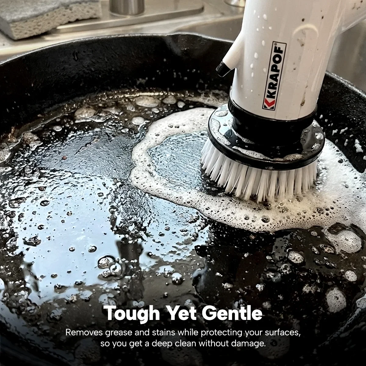 KRAPOF® Electric Cordless Tough Scrub Excel Pro with 7 Replaceable Cleaning Heads - Image 6