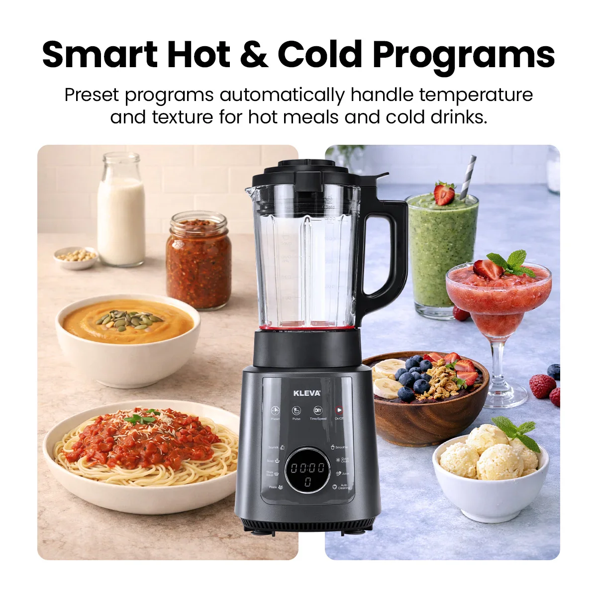 Mealio® Hot & Cold Blender - Professional Soup Maker & Smoothie Blender in 1 + FREE 2 Soup Flasks + Recipe E-Book - Image 3