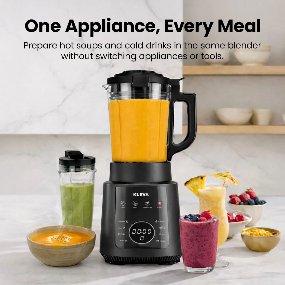Mealio® Hot & Cold Blender - Professional Soup Maker & Smoothie Blender in 1 + FREE 2 Soup Flasks + Recipe E-Book - Image 6
