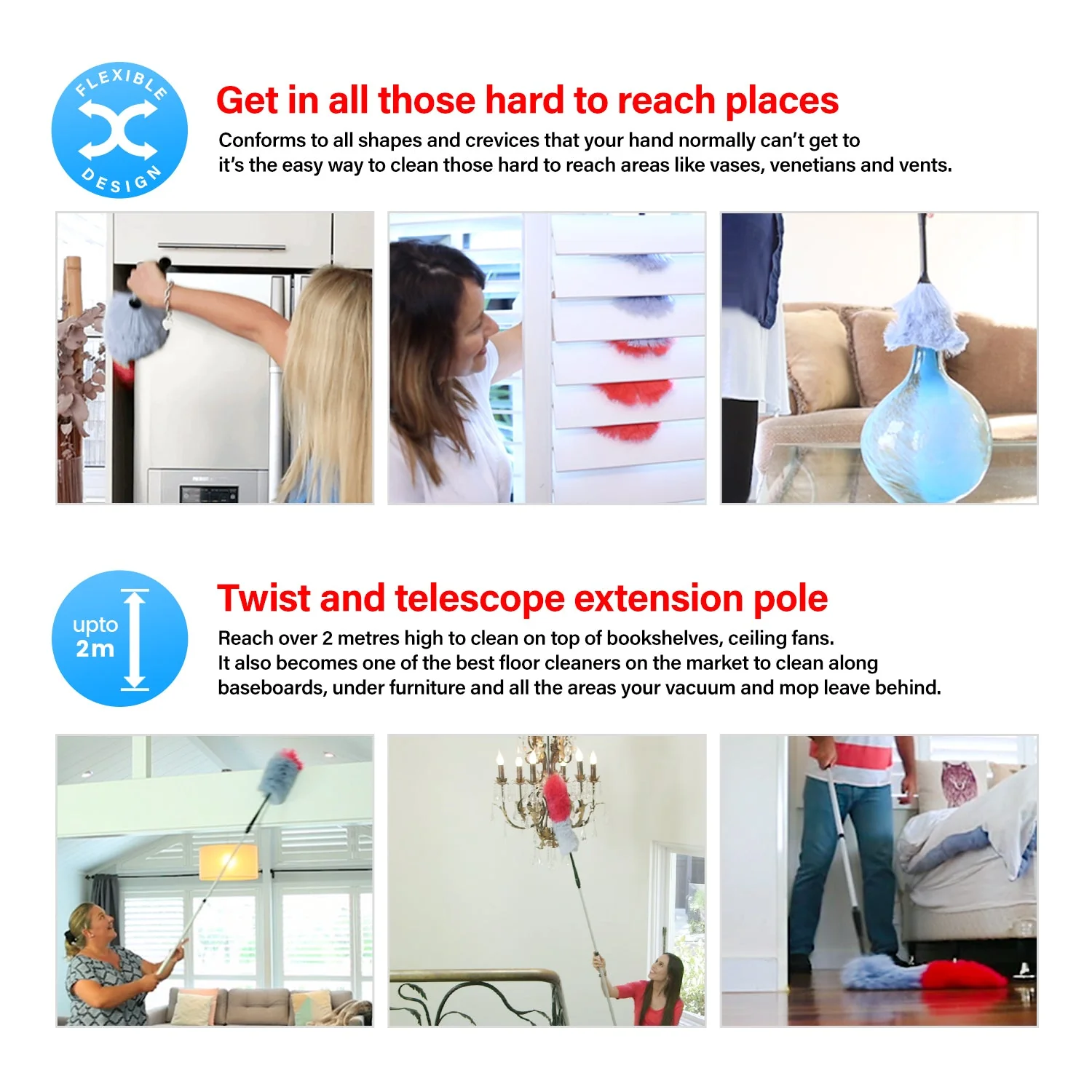 Kleva Miracle Magnetic Duster® Attracts Dust Like A Magnet! + 2 Meter Long Extension Pole - Image 11