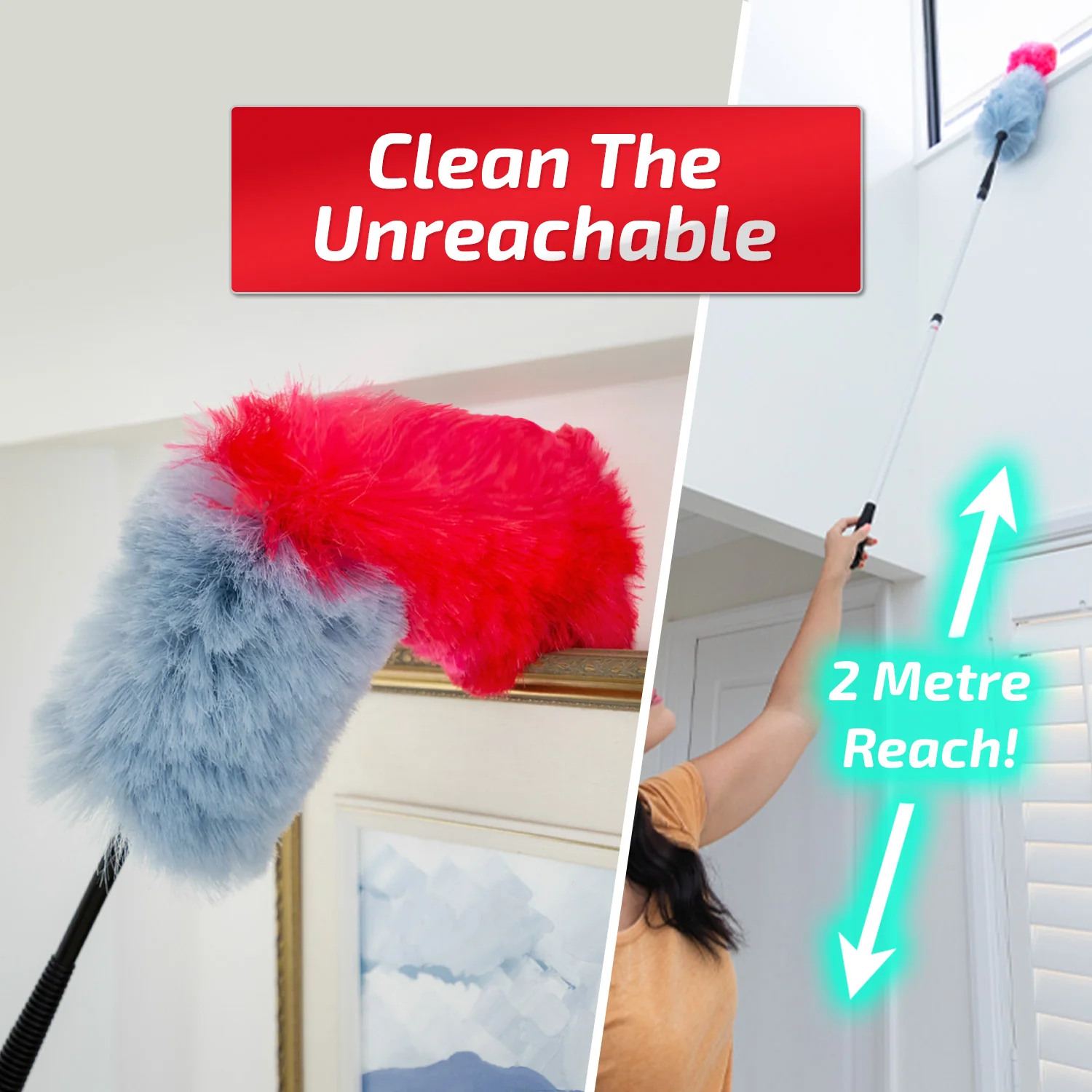 Kleva Miracle Magnetic Duster® Attracts Dust Like A Magnet! + 2 Meter Long Extension Pole - Image 5