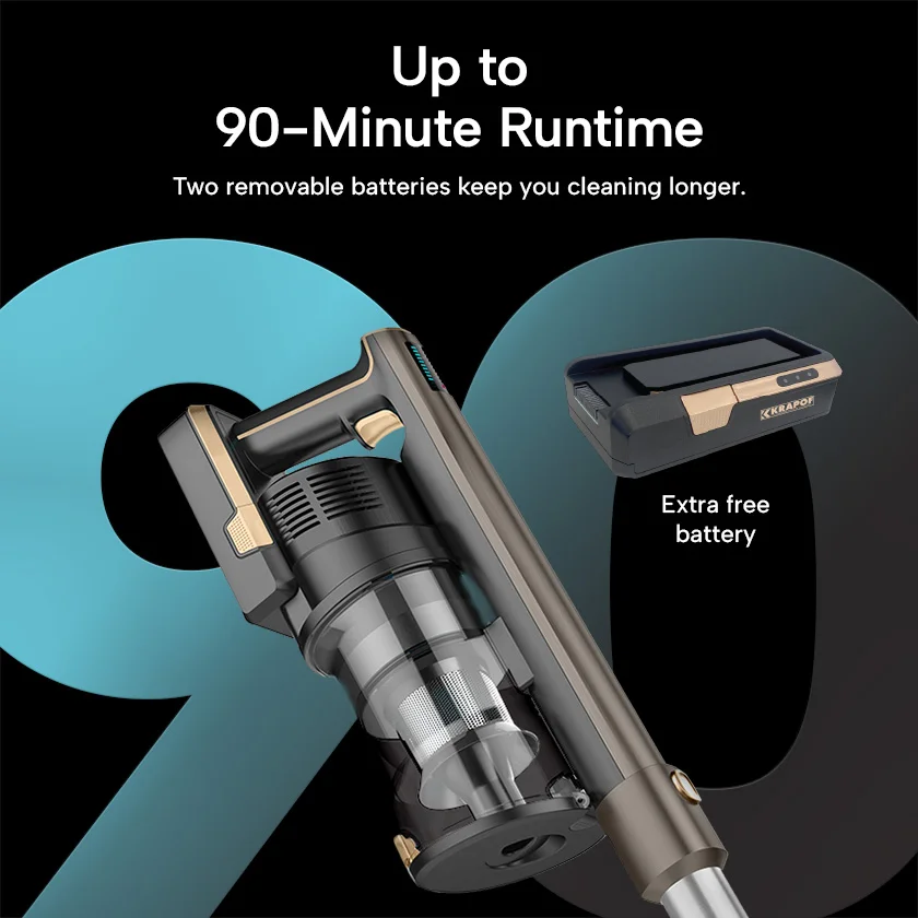 KRAPOF® Super Slim Power Vac Cordless Stick Vacuum + Extra FREE Second Battery - Image 4